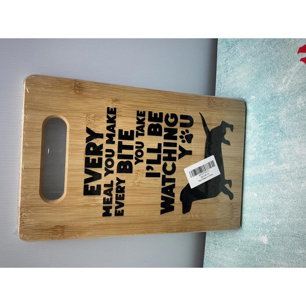 Wooden Cutting Board with Dog Print and Quote